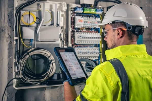 A man is checking the electric equipment